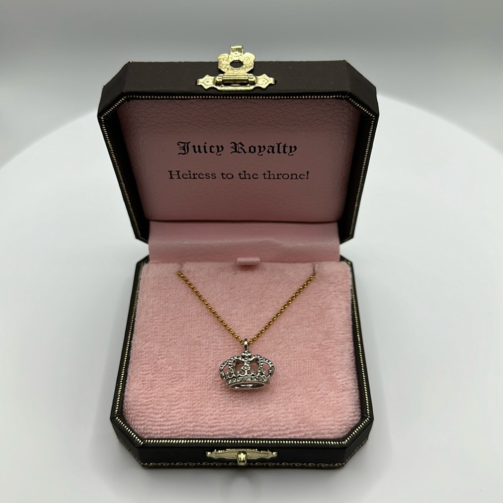 Juicy Couture Princess Crown Pendant - 16” gold chain with extender